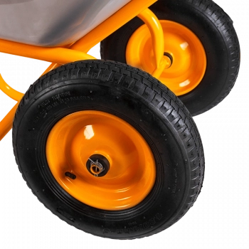 Тачка строительная двухколесная 110л/350кг усиленная, желтая, корыто овальное UNIK   Тачка строительная двухколесная 110л/350кг усиленная, желтая, корыто овальное UNIK