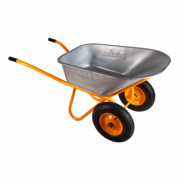 Тачка строительная двухколесная 110л/350кг усиленная, желтая, корыто овальное UNIK   Тачка строительная двухколесная 110л/350кг усиленная, желтая, корыто овальное UNIK