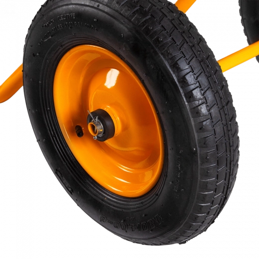 Тачка строительная двухколесная 110л/350кг усиленная, желтая, корыто овальное UNIK  