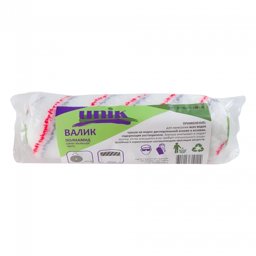 Валик полиамид 250мм d=48мм под бюгель 8мм белый с цветной нитью UNIK