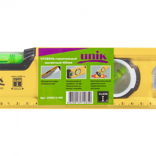 Уровень 400мм 3 колбы магнитный UNIK