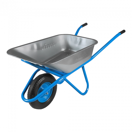 Тачка строительная одноколесная 110л200кг усиленная, синяя, колесо с втулкой 40080, прямоугольное корытоUNIK 1