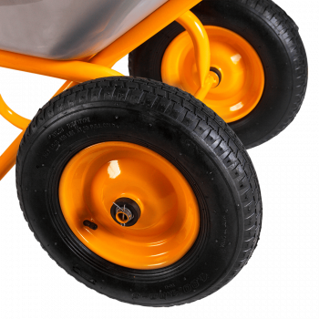 Тачка строительная двухколесная 110л/350кг усиленная, желтая, корыто овальное UNIK  