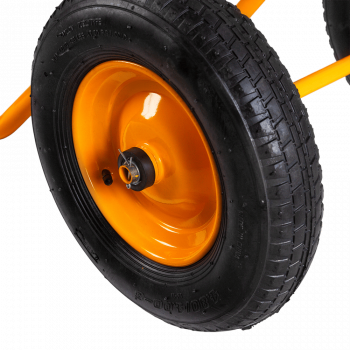 Тачка строительная двухколесная 110л/350кг усиленная, желтая, корыто овальное UNIK  