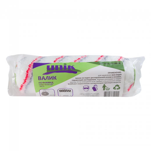Валик полиамид 250мм d=48мм под бюгель 8мм белый с цветной нитью UNIK