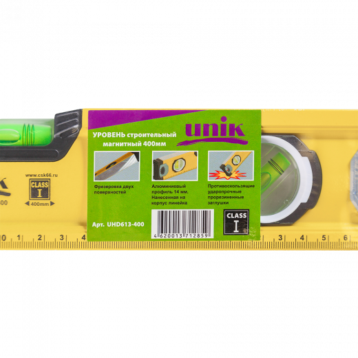 Уровень 400мм 3 колбы магнитный UNIK
