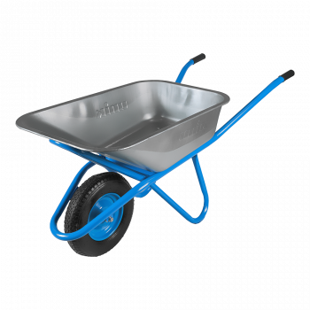 Тачка строительная одноколесная 110л200кг усиленная, синяя, колесо с втулкой 40080, прямоугольное корытоUNIK 1