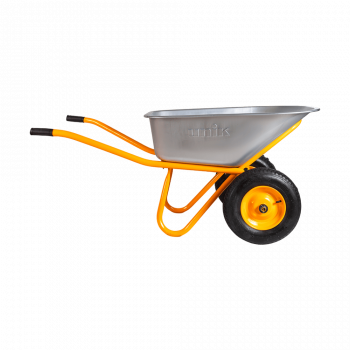 Тачка строительная двухколесная 110л/350кг усиленная, желтая, корыто овальное UNIK  